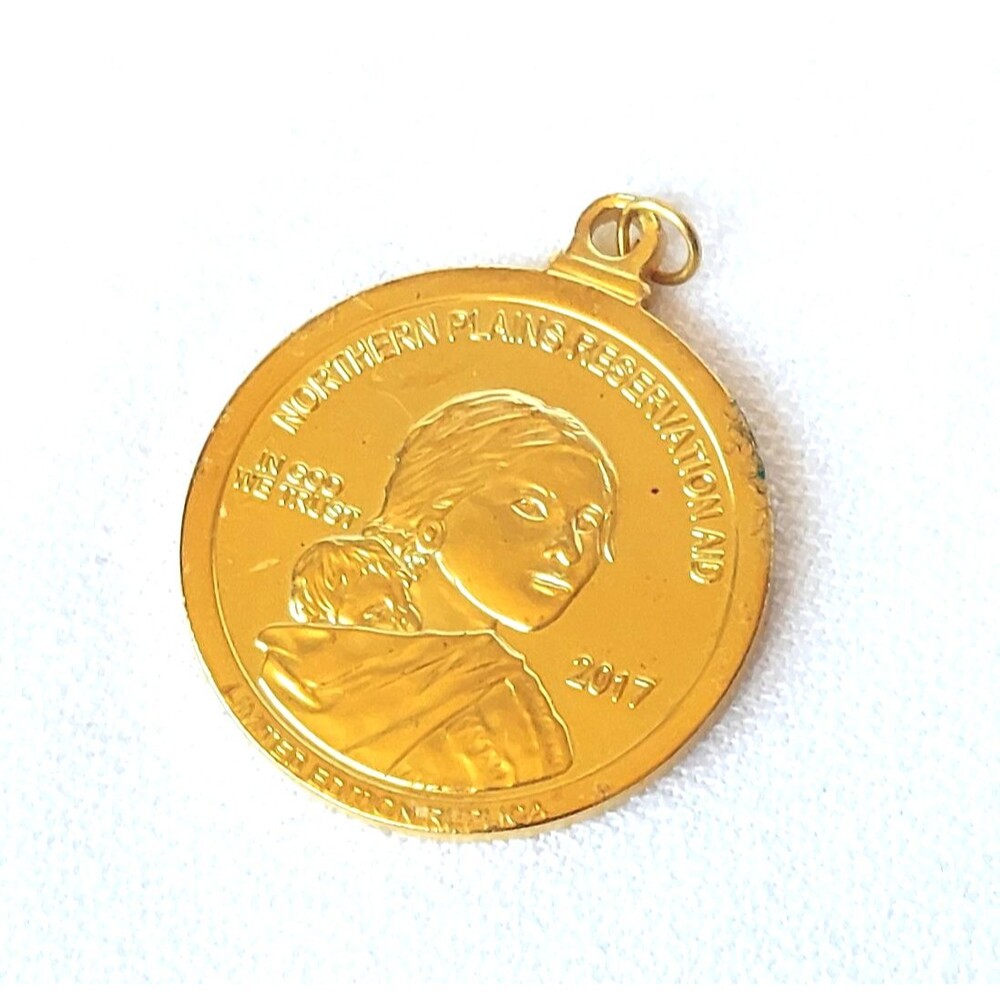 Sacagawea Pendant Coin American Indian Relief Council 2017 GOLD TONE